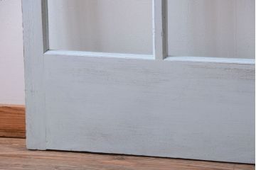 アンティーク　クリアガラス入りの背が高いおしゃれなペイント引き戸2枚セット(2)