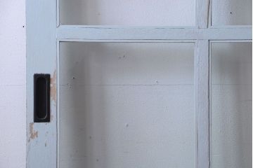 アンティーク　クリアガラス入りの背が高いおしゃれなペイント引き戸2枚セット(2)