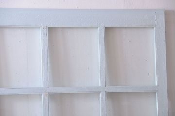 アンティーク　クリアガラス入りの背が高いおしゃれなペイント引き戸2枚セット(2)