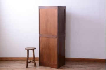 アンティーク家具　和製アンティーク　ネームプレート付き!古いナラ材の縦型20杯引き出し(ドロワー)