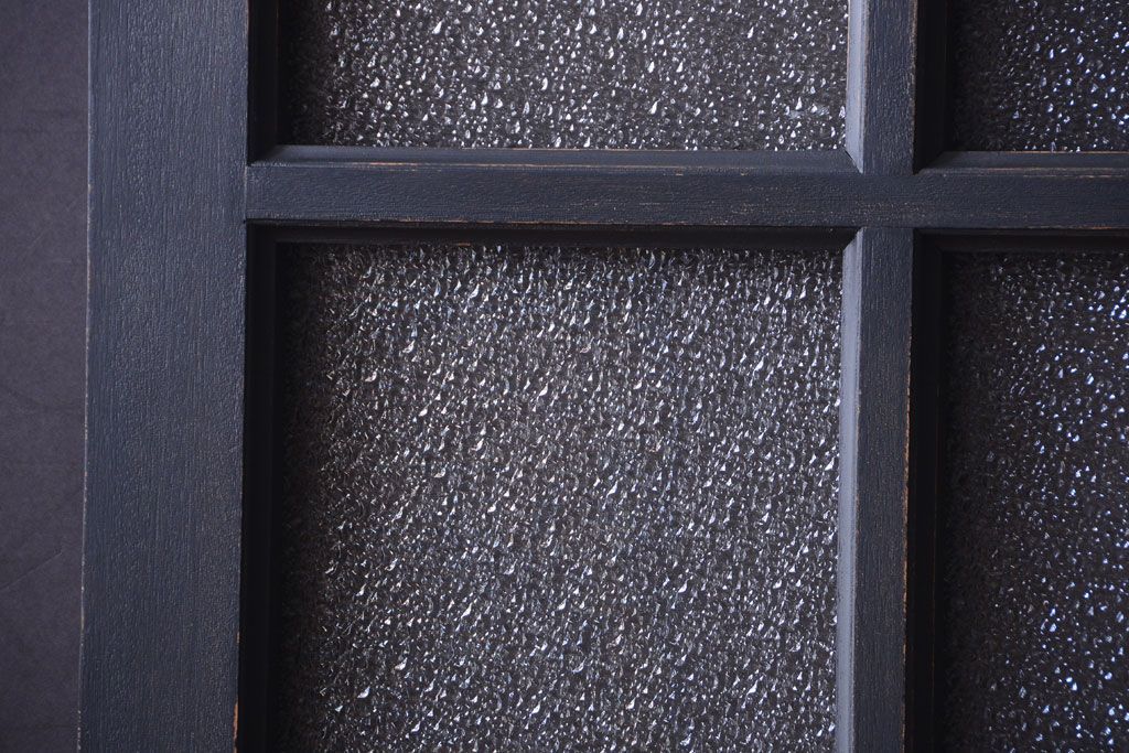 和製アンティーク　ダイヤガラス入りの背が高いモダンなペイント引き戸2枚セット(1)