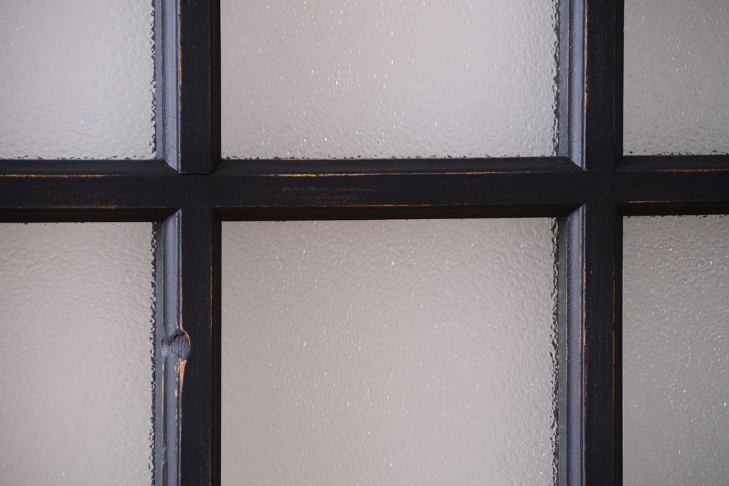 和製アンティーク　ダイヤガラス入りの背が高いモダンなペイント引き戸2枚セット(1)