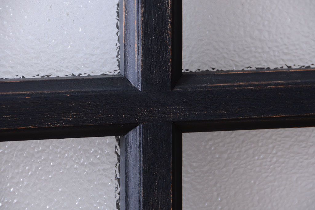 和製アンティーク　ダイヤガラス入りの背が高いモダンなペイント引き戸2枚セット(1)