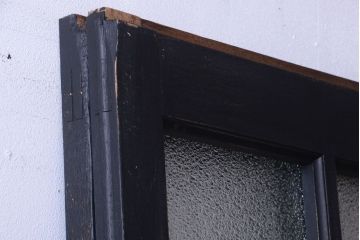 和製アンティーク　ダイヤガラス入りの背が高いモダンなペイント引き戸2枚セット(1)