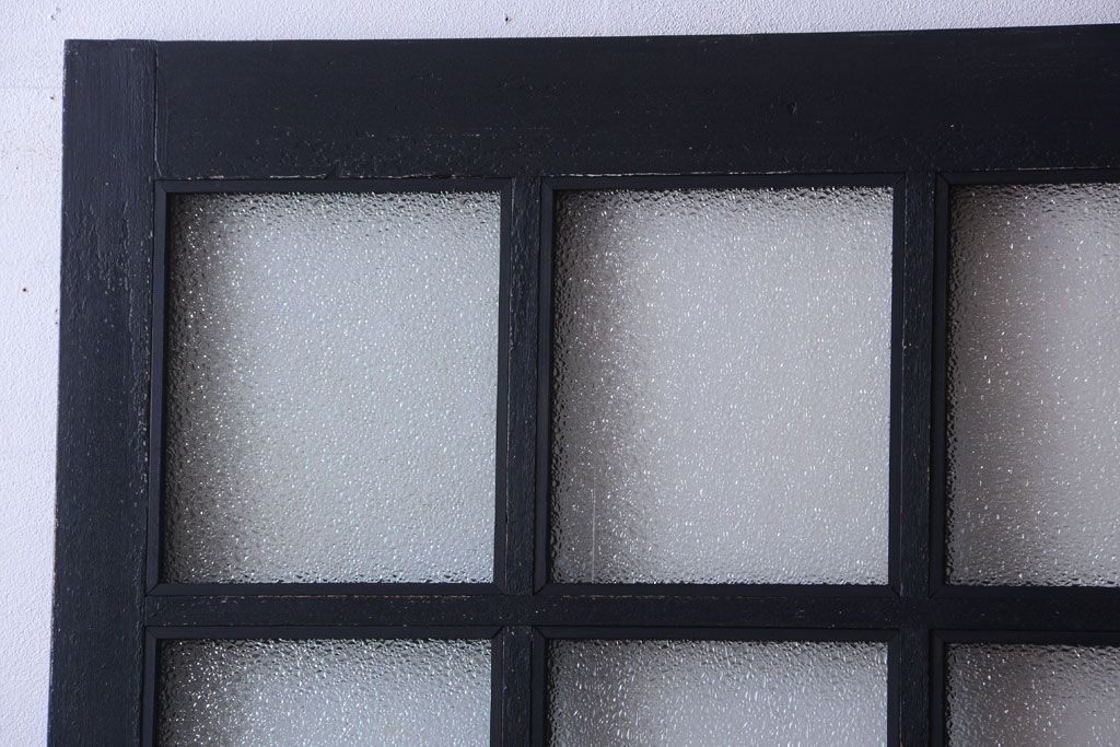 和製アンティーク　ダイヤガラス入りの背が高いモダンなペイント引き戸2枚セット(1)