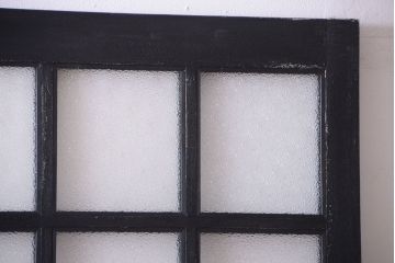 和製アンティーク　ダイヤガラス入りの背が高いモダンなペイント引き戸2枚セット(1)