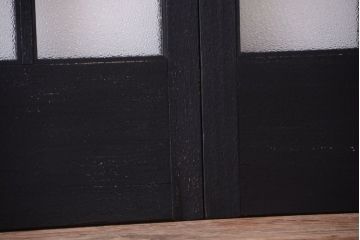 和製アンティーク　ダイヤガラス入りの背が高いモダンなペイント引き戸2枚セット(1)