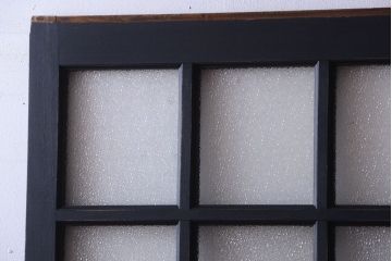 和製アンティーク　ダイヤガラス入りの背が高いモダンなペイント引き戸2枚セット(2)