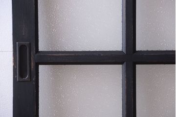 和製アンティーク　ダイヤガラス入りの背が高いモダンなペイント引き戸2枚セット(2)