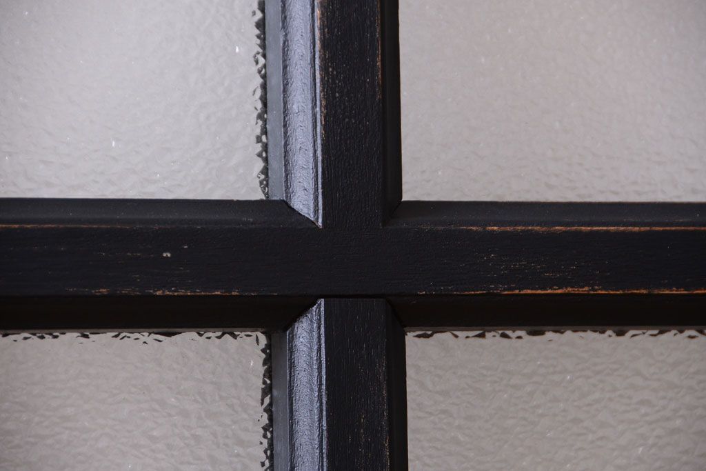 和製アンティーク　ダイヤガラス入りの背が高いモダンなペイント引き戸2枚セット(2)