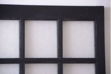 和製アンティーク　ダイヤガラス入りの背が高いモダンなペイント引き戸2枚セット(2)