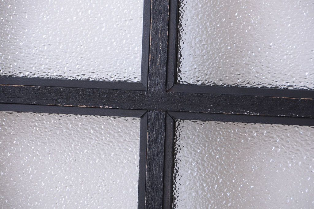 和製アンティーク　ダイヤガラス入りの背が高いモダンなペイント引き戸2枚セット(2)