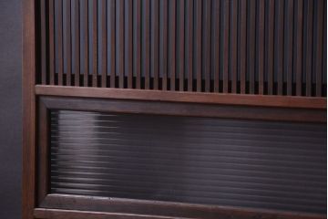 古民具・骨董　裏ガラス入り!モールガラス帯のアンティーク格子戸3枚セット