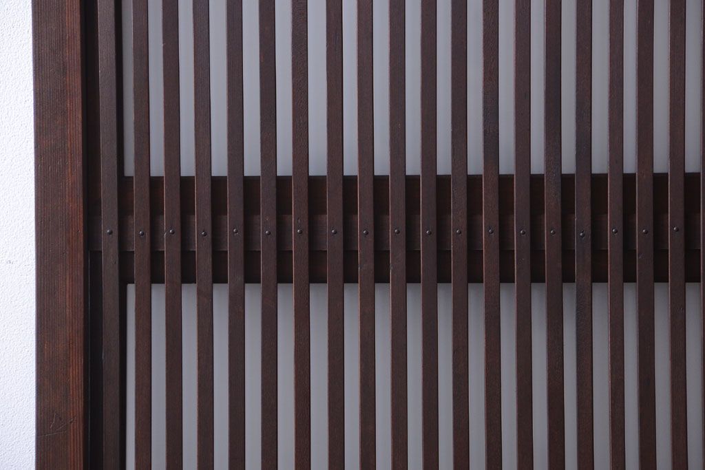 古民具・骨董　裏ガラス入り!モールガラス帯のアンティーク格子戸3枚セット