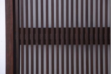 古民具・骨董　裏ガラス入り!モールガラス帯のアンティーク格子戸3枚セット