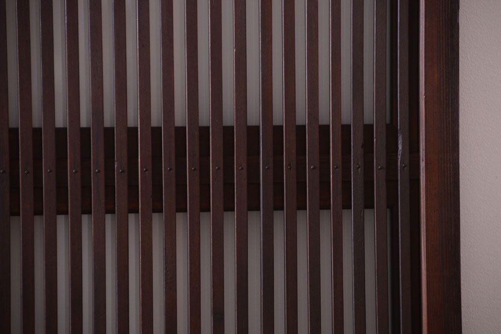 古民具・骨董　裏ガラス入り!モールガラス帯のアンティーク格子戸3枚セット