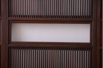 古民具・骨董　裏ガラス入り!モールガラス帯のアンティーク格子戸3枚セット