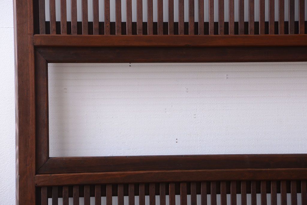 古民具・骨董　裏ガラス入り!モールガラス帯のアンティーク格子戸3枚セット