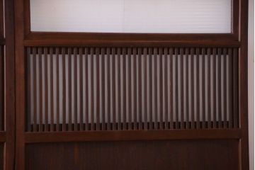 古民具・骨董　裏ガラス入り!モールガラス帯のアンティーク格子戸3枚セット