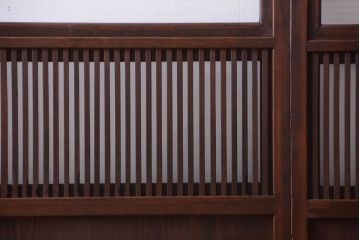 古民具・骨董　裏ガラス入り!モールガラス帯のアンティーク格子戸3枚セット