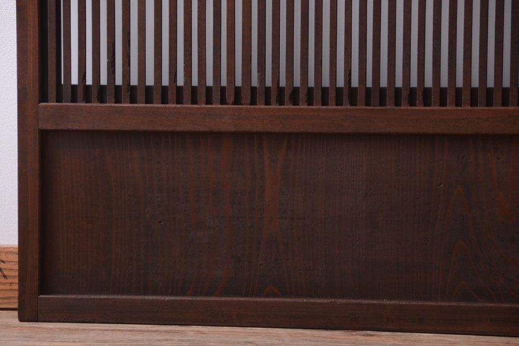 古民具・骨董　裏ガラス入り!モールガラス帯のアンティーク格子戸3枚セット