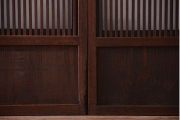 古民具・骨董　裏ガラス入り!モールガラス帯のアンティーク格子戸3枚セット