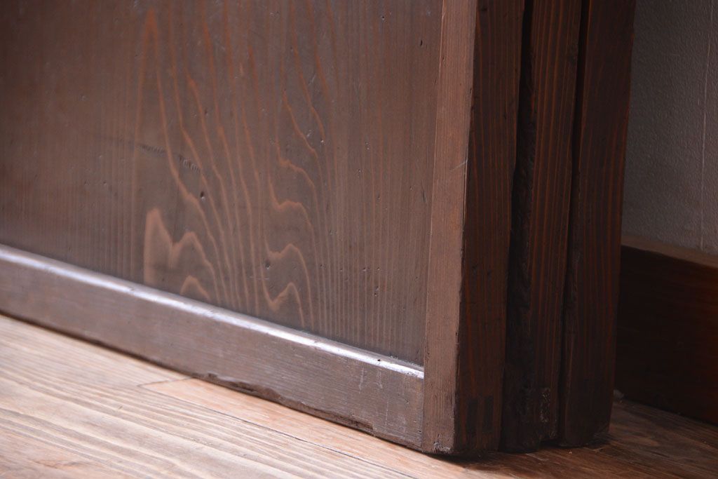 古民具・骨董　裏ガラス入り!モールガラス帯のアンティーク格子戸3枚セット