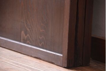 古民具・骨董　裏ガラス入り!モールガラス帯のアンティーク格子戸3枚セット