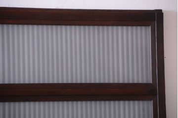 古民具・骨董　裏ガラス入り!モールガラス帯のアンティーク格子戸3枚セット