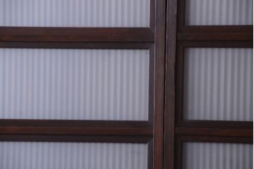 古民具・骨董　裏ガラス入り!モールガラス帯のアンティーク格子戸3枚セット