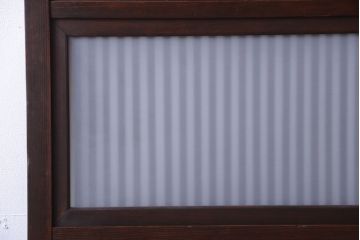 古民具・骨董　裏ガラス入り!モールガラス帯のアンティーク格子戸3枚セット