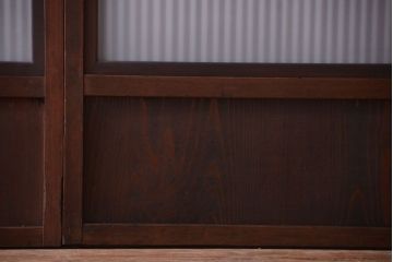 古民具・骨董　裏ガラス入り!モールガラス帯のアンティーク格子戸3枚セット