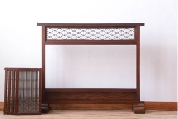 古民具・骨董　組子ガラス引き戸付き!アンティークパーテーション(衝立)