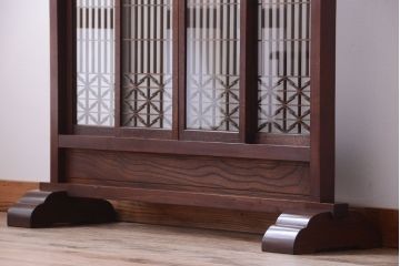 古民具・骨董　組子ガラス引き戸付き!アンティークパーテーション(衝立)