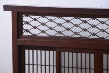 古民具・骨董　組子ガラス引き戸付き!アンティークパーテーション(衝立)