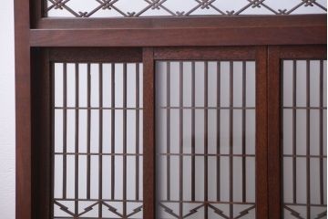 古民具・骨董　組子ガラス引き戸付き!アンティークパーテーション(衝立)