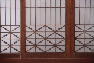 古民具・骨董　組子ガラス引き戸付き!アンティークパーテーション(衝立)