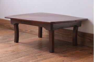 アンティーク家具　ジャンク品　総欅材!天板玉杢材のアンティークちゃぶ台