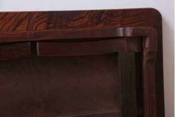 アンティーク家具　ジャンク品　総欅材!天板玉杢材のアンティークちゃぶ台