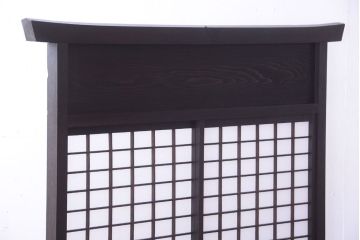 古民具・骨董　障子戸付き!大振りなアンティークの木製衝立(パーテーション)