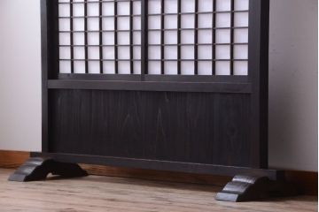 古民具・骨董　障子戸付き!大振りなアンティークの木製衝立(パーテーション)