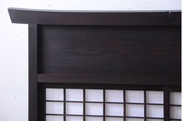古民具・骨董　障子戸付き!大振りなアンティークの木製衝立(パーテーション)