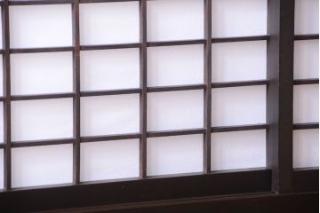 古民具・骨董　障子戸付き!大振りなアンティークの木製衝立(パーテーション)