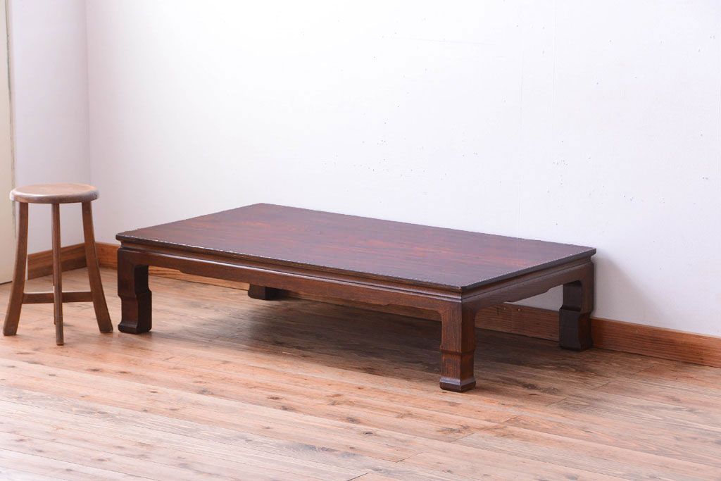 アンティーク家具　和製アンティーク　総欅材!天板一枚板の古い座卓
