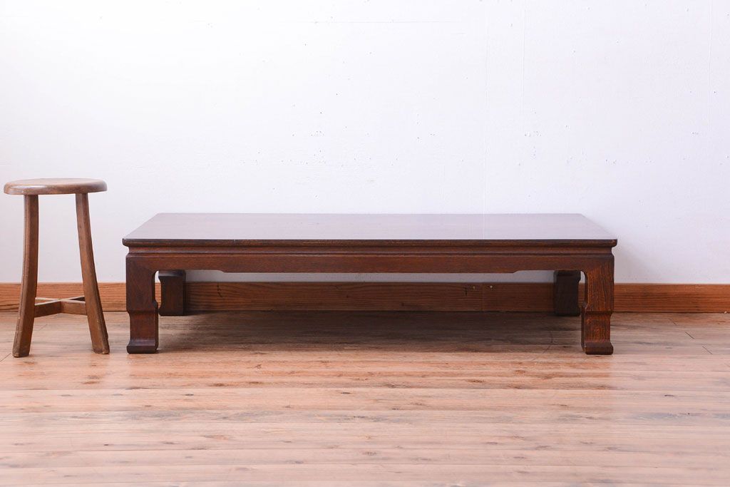 アンティーク家具　和製アンティーク　総欅材!天板一枚板の古い座卓