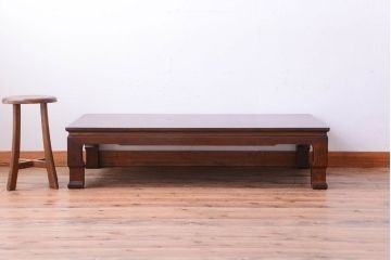 アンティーク家具　和製アンティーク　総欅材!天板一枚板の古い座卓