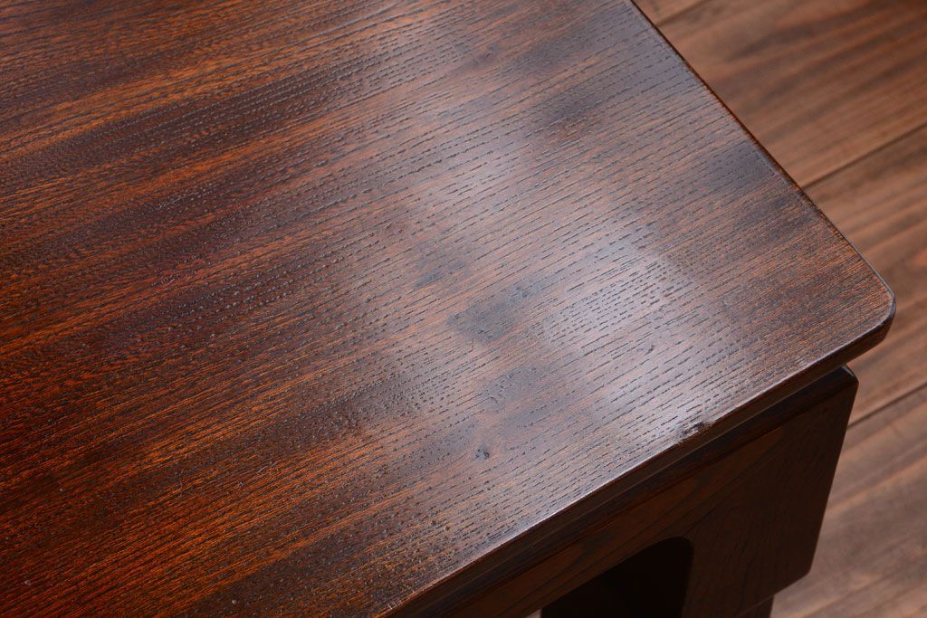 アンティーク家具　和製アンティーク　総欅材!天板一枚板の古い座卓