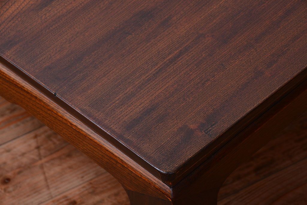 アンティーク家具　和製アンティーク　総欅材!天板一枚板の古い座卓