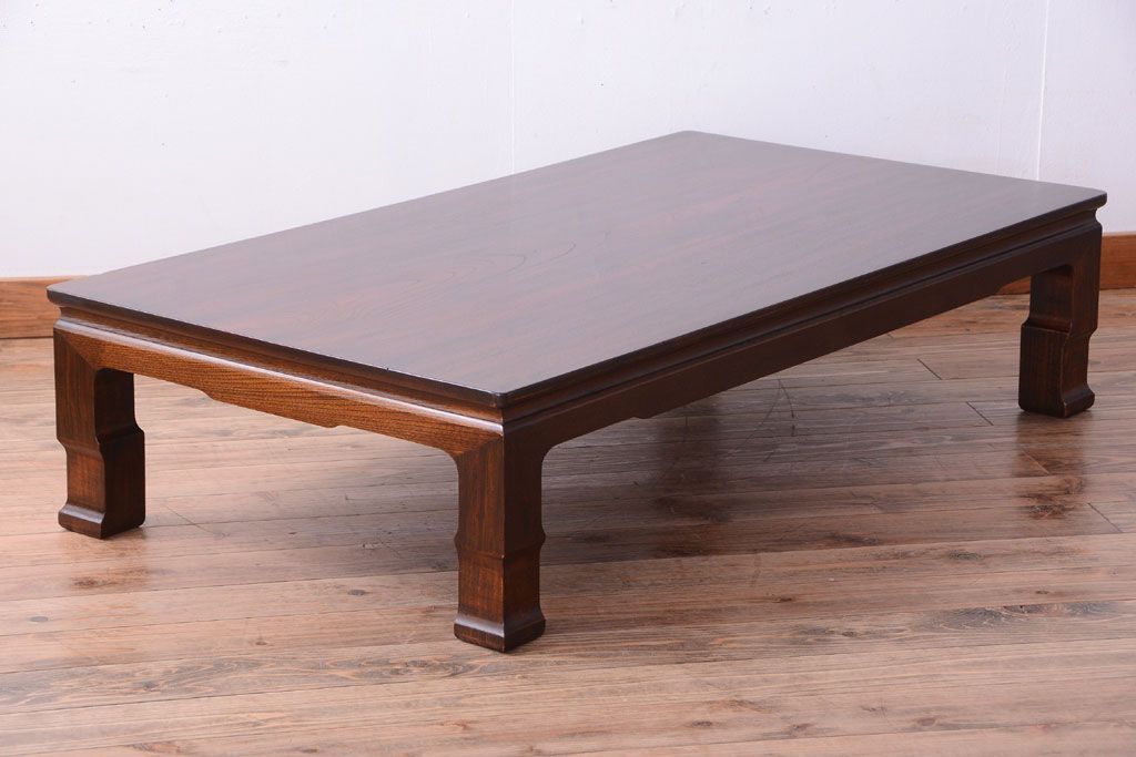 アンティーク家具　和製アンティーク　総欅材!天板一枚板の古い座卓