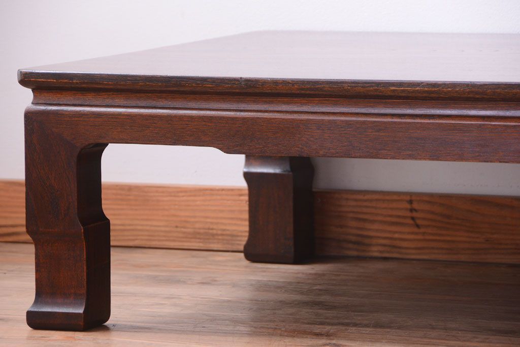 アンティーク家具　和製アンティーク　総欅材!天板一枚板の古い座卓